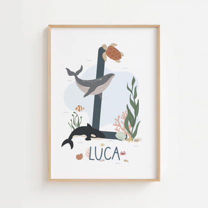 Personalised Ocean Initial Print