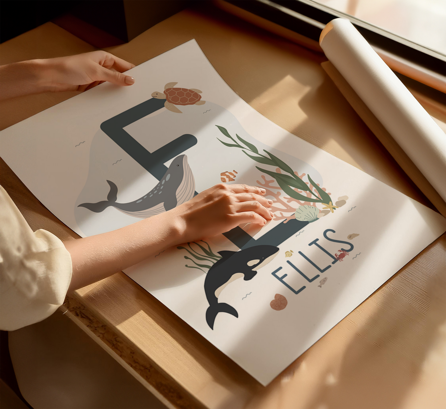 Personalised Ocean Initial Print