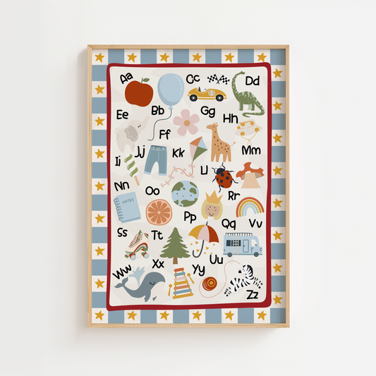 Alphabet A–Z Educational Print - Blue