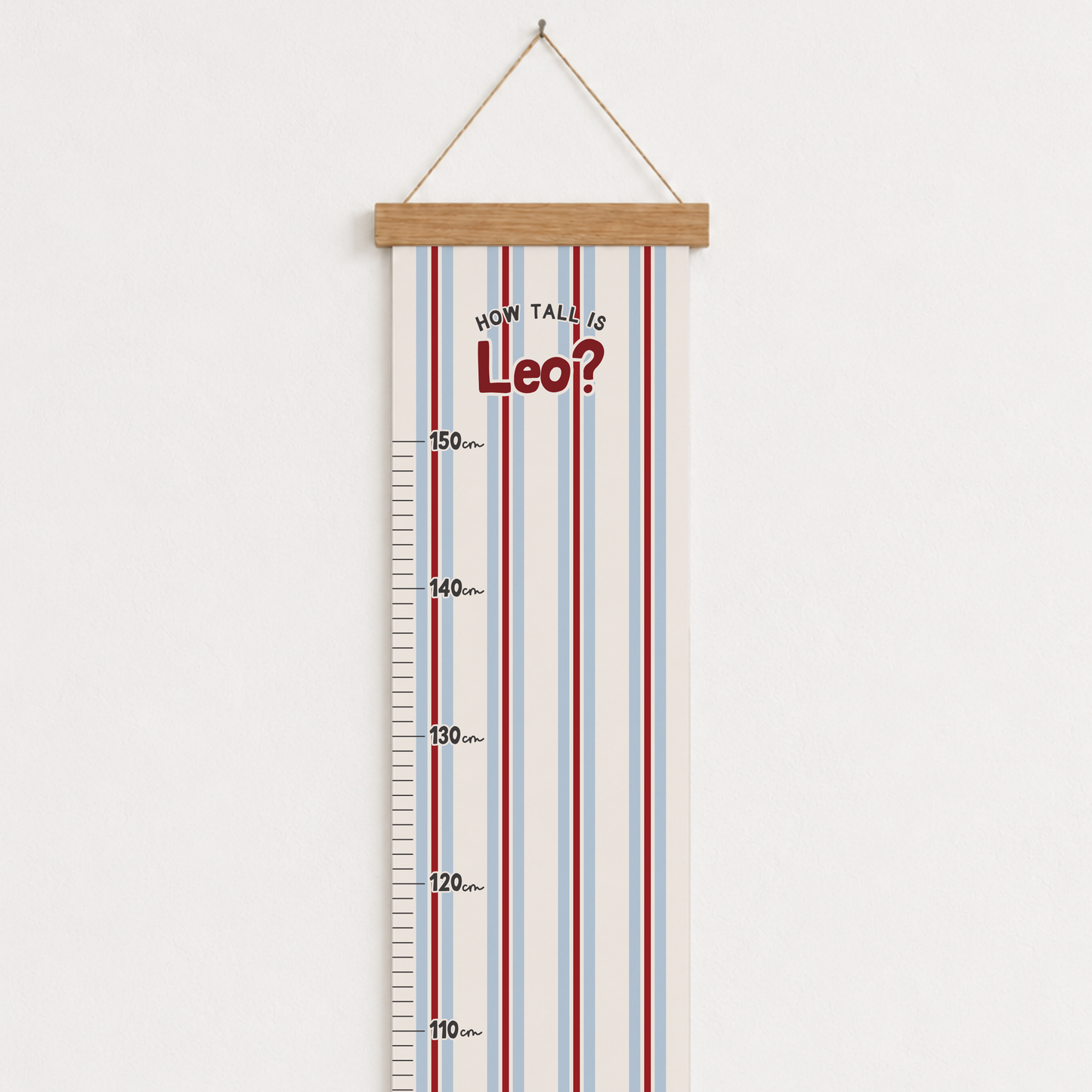 Vintage Blue/Red Stripe Height Chart