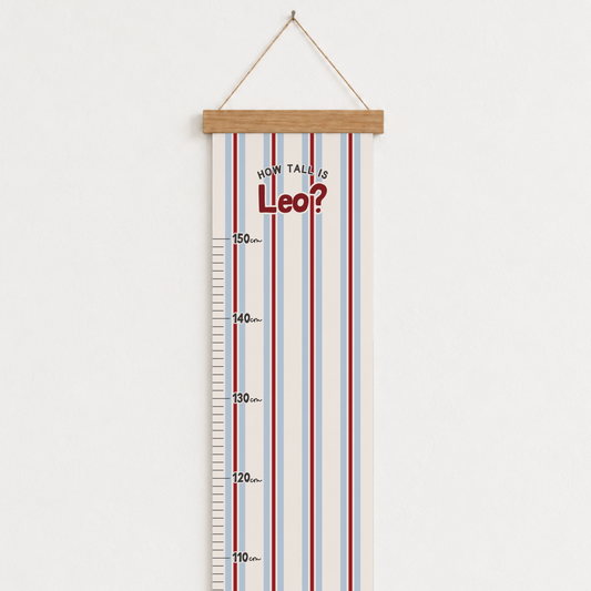 Vintage Blue/Red Stripe Height Chart