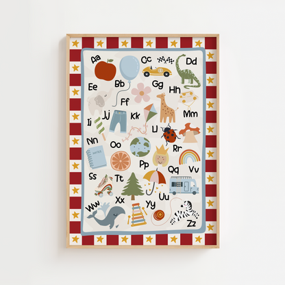 Alphabet A–Z Educational Print - Red
