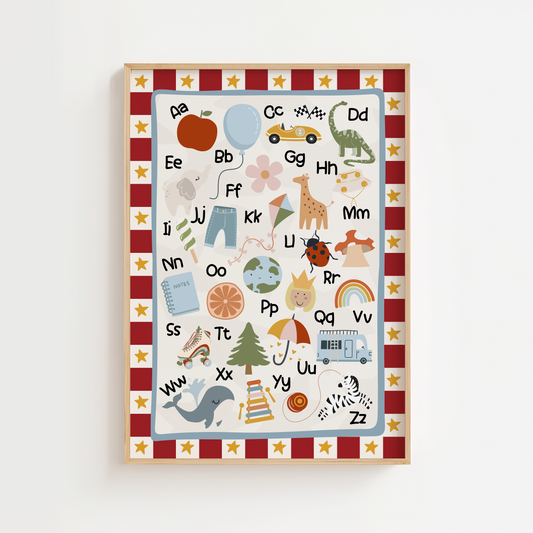 Alphabet A–Z Educational Print - Red