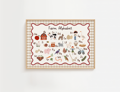 Gingham Farm Alphabet Print (Beige)