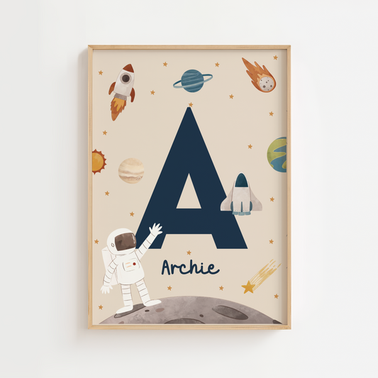 Personalised Space Initial Print - Light