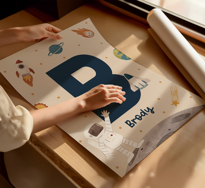 Personalised Space Initial Print - Light