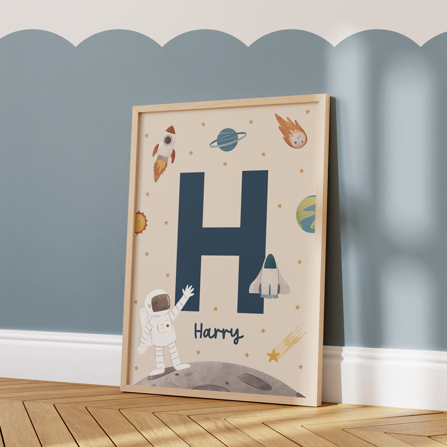 Personalised Space Initial Print - Light