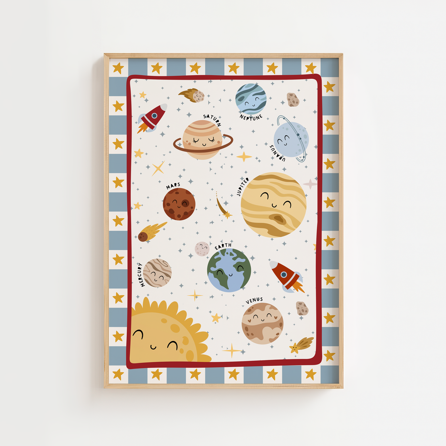 Solar System Educational Kids Print - Blue