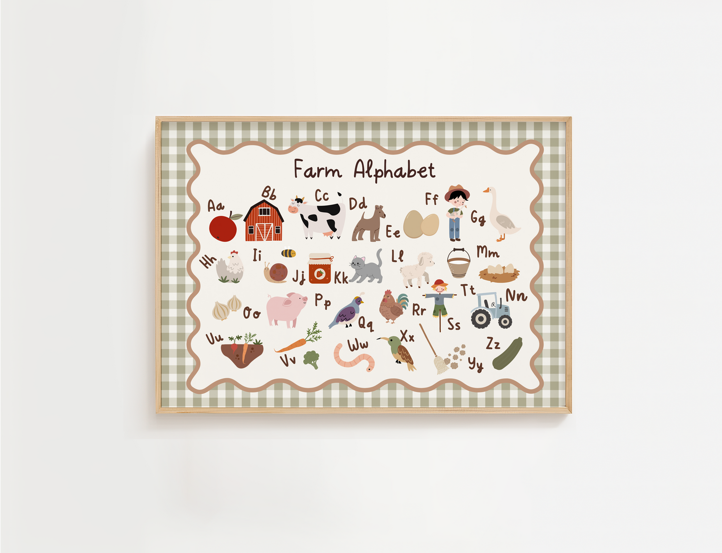 Gingham Farm Alphabet Print (Green)