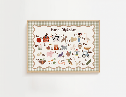 Gingham Farm Alphabet Print (Green)