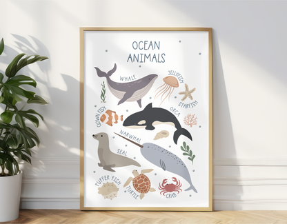 Ocean Animals Educational Print