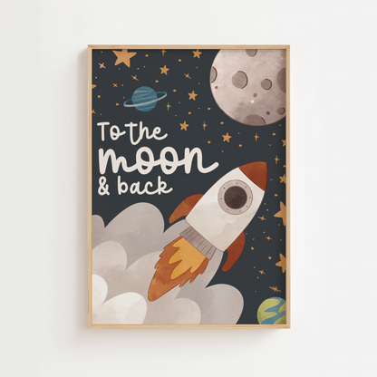 To The Moon & Back Kids Wall Art – Dark Background
