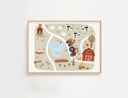 Farm Yard Map Print