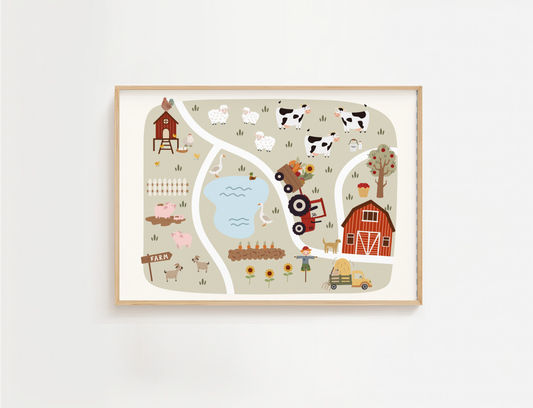 Farm Yard Map Print
