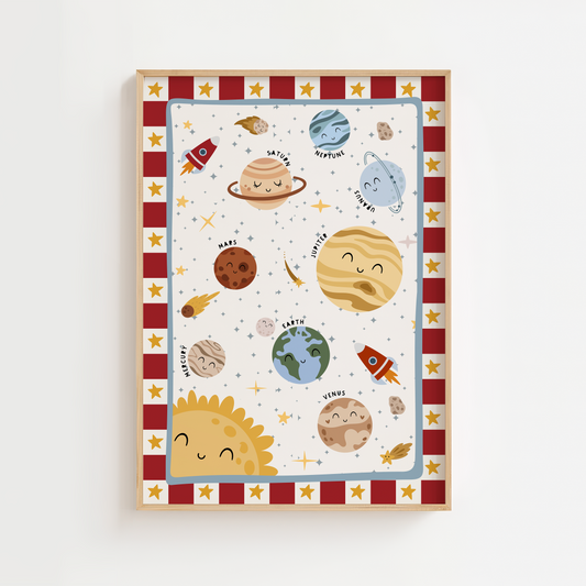 Solar System Educational Kids Print - Red