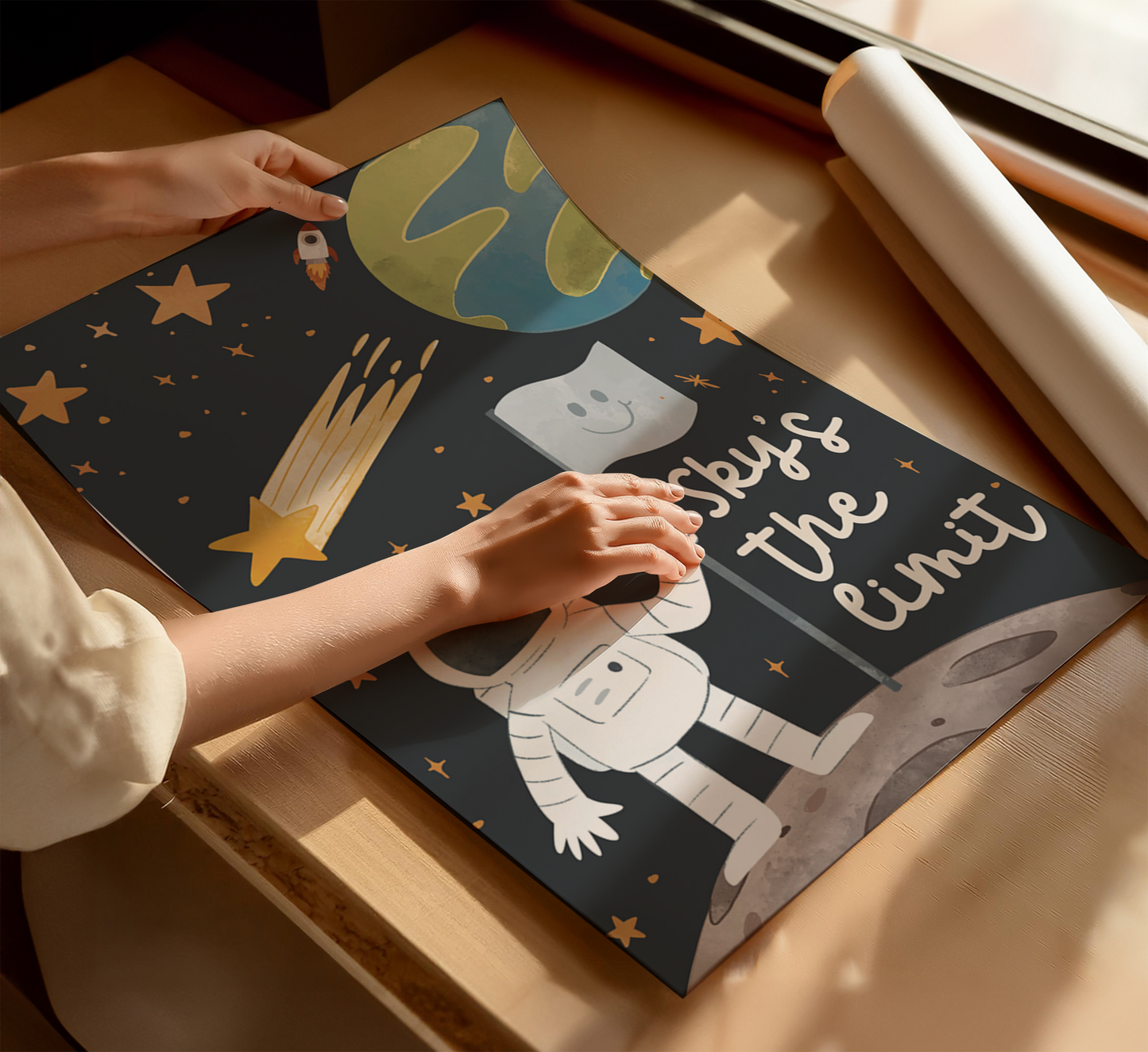 Sky’s The Limit Astronaut Wall Art – Dark Background