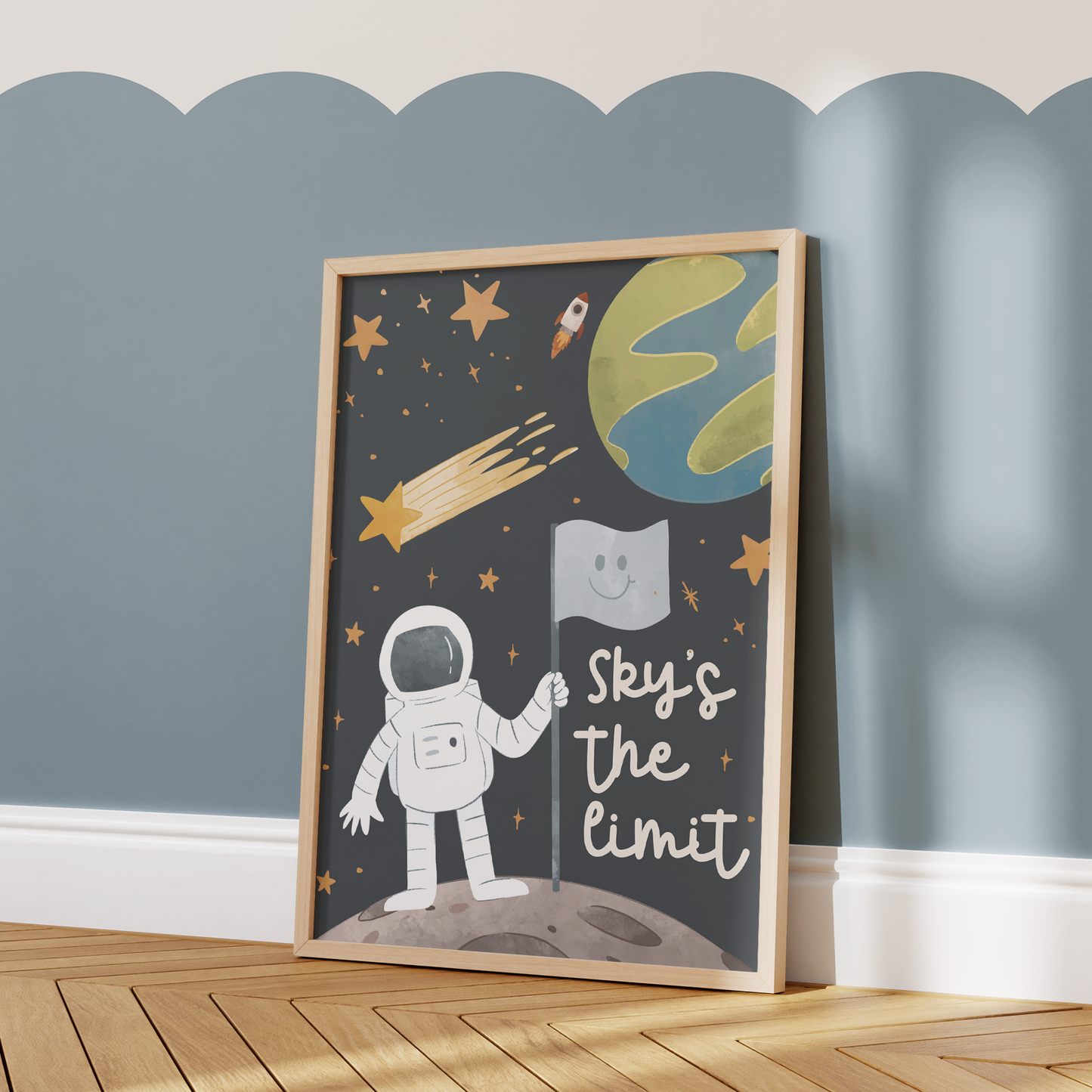 Sky’s The Limit Astronaut Wall Art – Dark Background