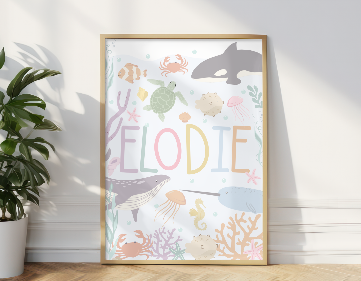 Personalised Ocean Name Print - Pastel
