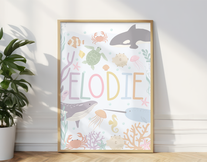 Personalised Ocean Name Print - Pastel