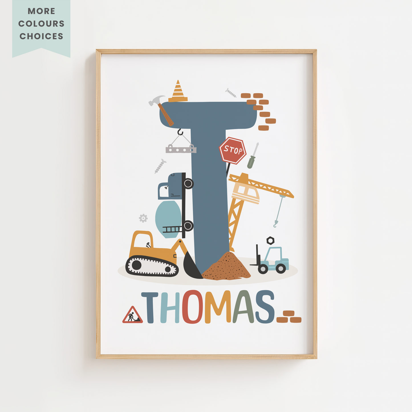 Personalised Construction Name Print