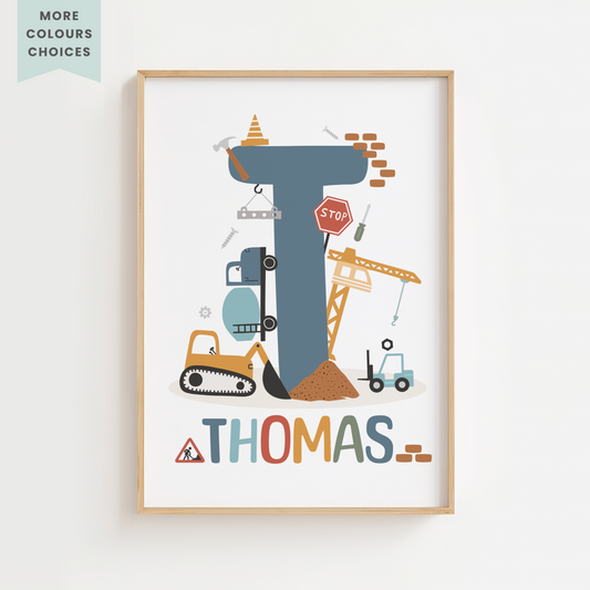 Personalised Construction Name Print