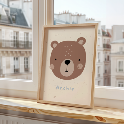Personalised Little Bear Nursery Print