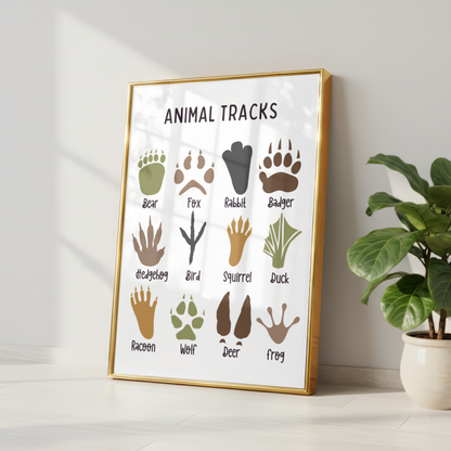 Woodland Animal Tracks Print - White