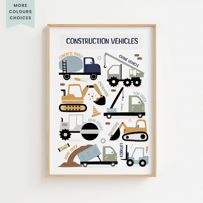 Construction Vehicles Print