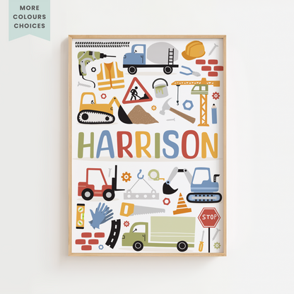 Personalised Construction Name Print