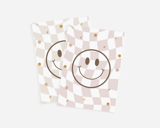 Girls Checkerboard Smiley Face Print