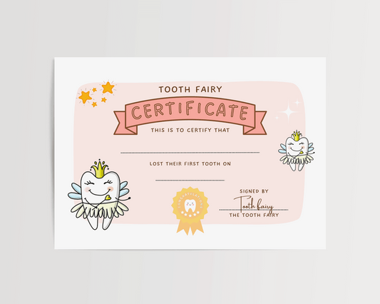 Pink Tooth Fairy Certificate (Digital)