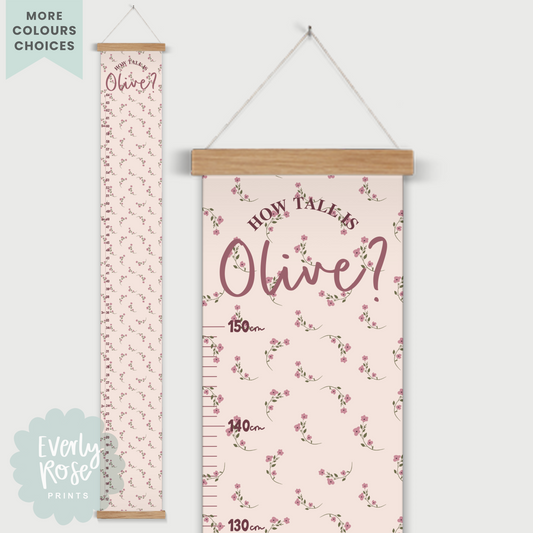Personalised Floral Height Chart Print