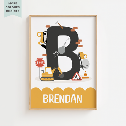 Personalised Construction Name Print