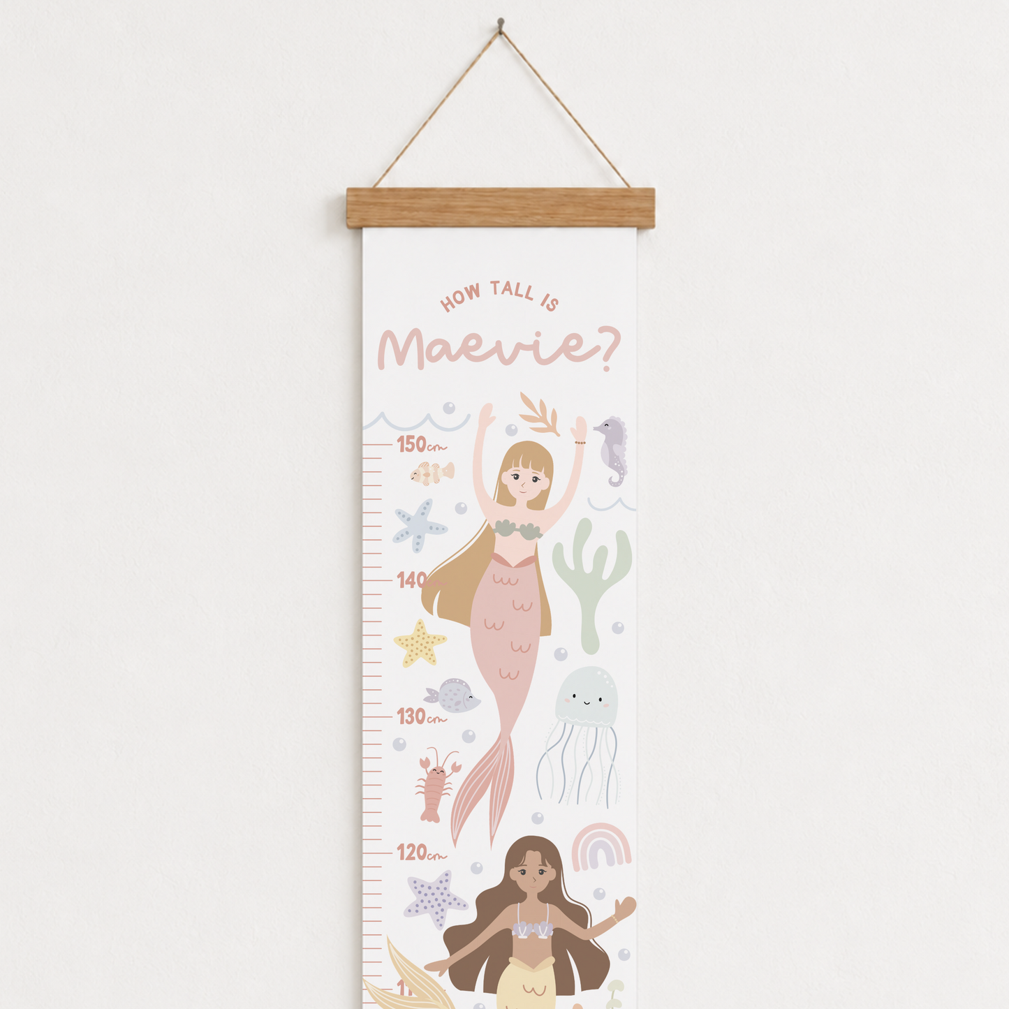 Personalised Mermaid Height Chart Print