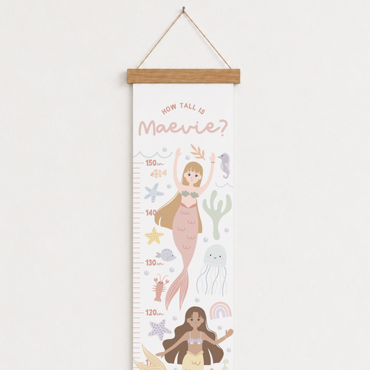 Personalised Mermaid Height Chart Print