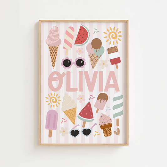 Personalised Ice Cream Name Print