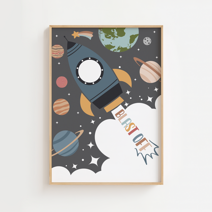 Blast Off Rocket Wall Art