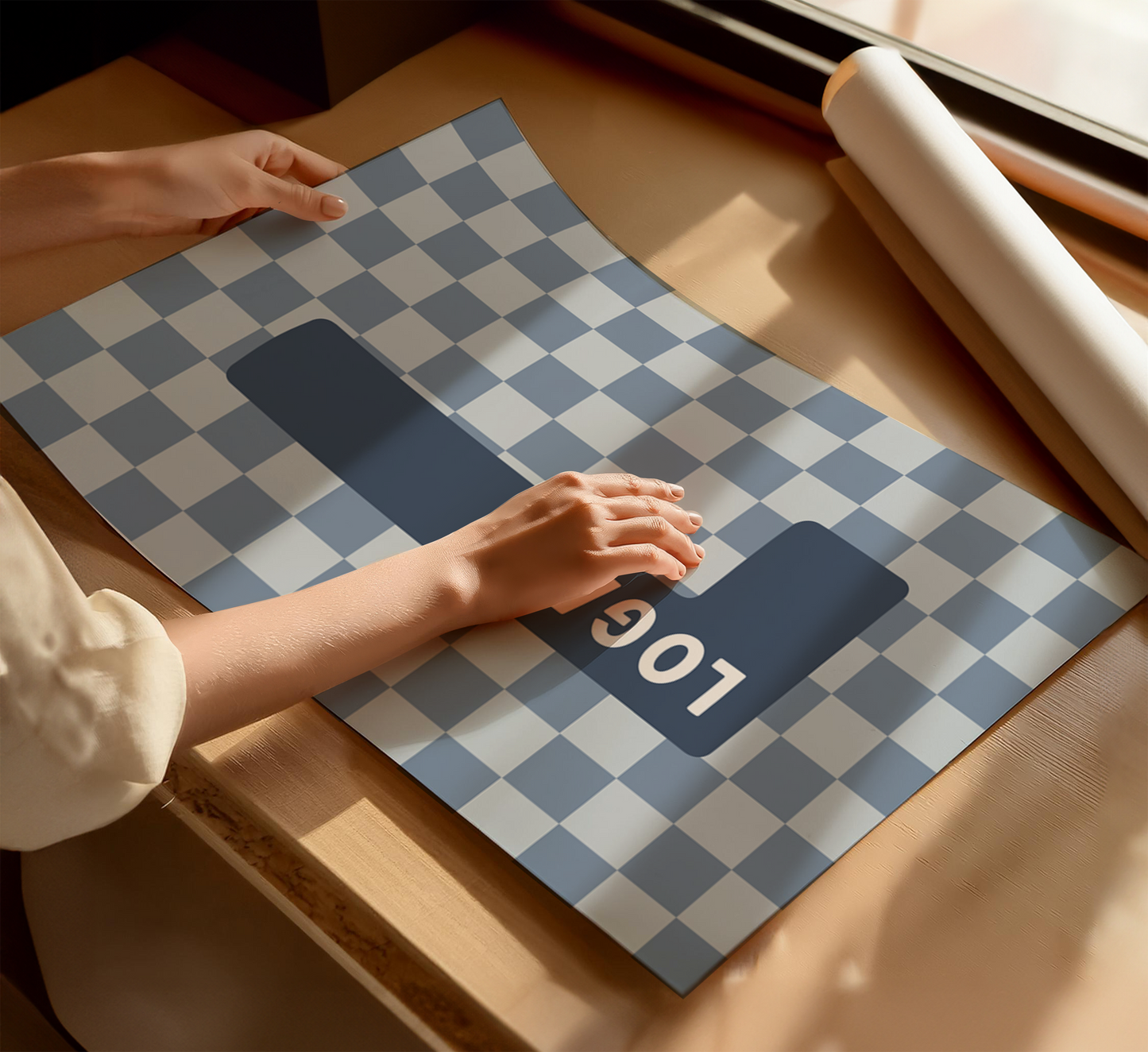 Personalised Checkerboard Initial Print – Blue