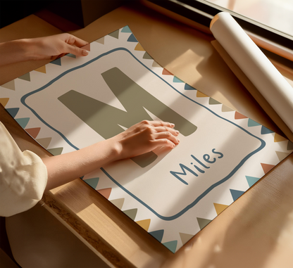 Personalised Bunting Border Initial Print