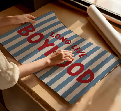 Stripe Long Live Boyhood Stars Print - Blue/Red/Stone