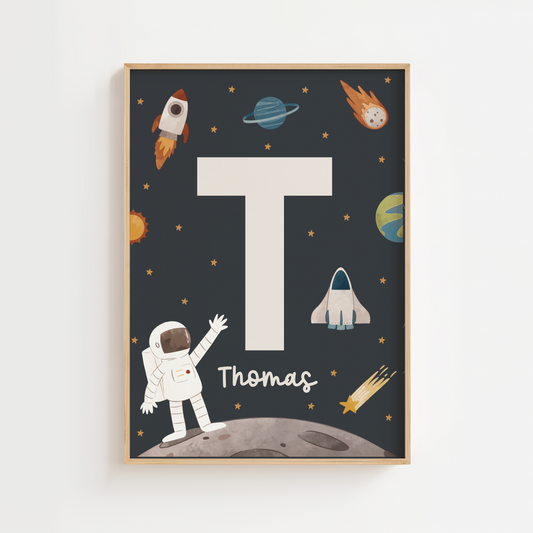 Personalised Space Initial Print - Dark
