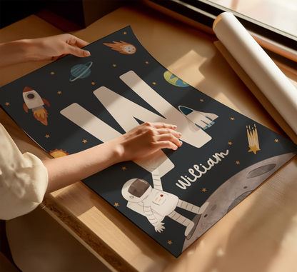 Personalised Space Initial Print - Dark
