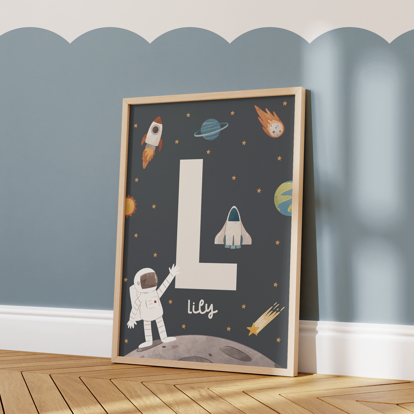 Personalised Space Initial Print - Dark