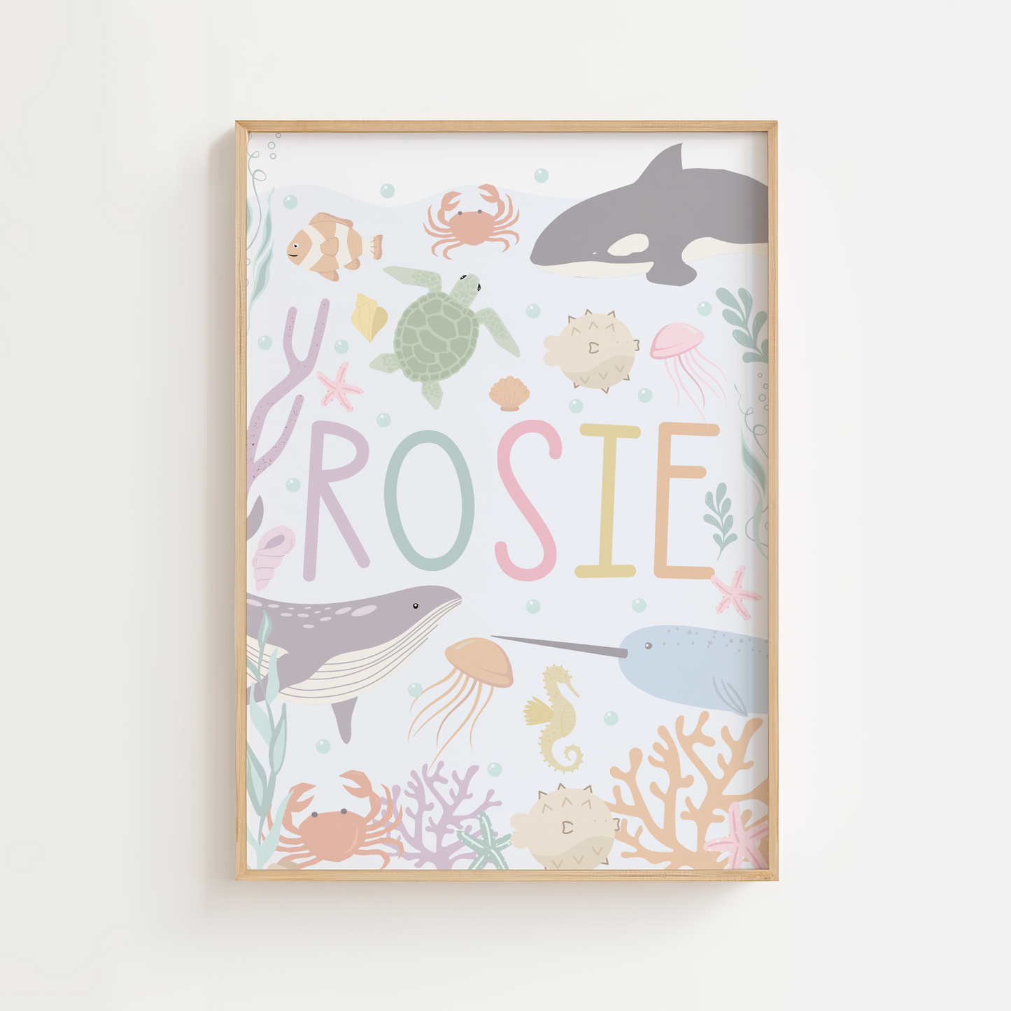 Personalised Ocean Name Print - Pastel