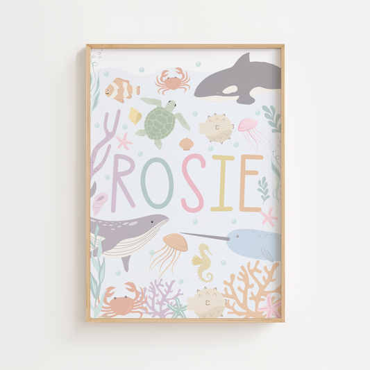 Personalised Ocean Name Print - Pastel