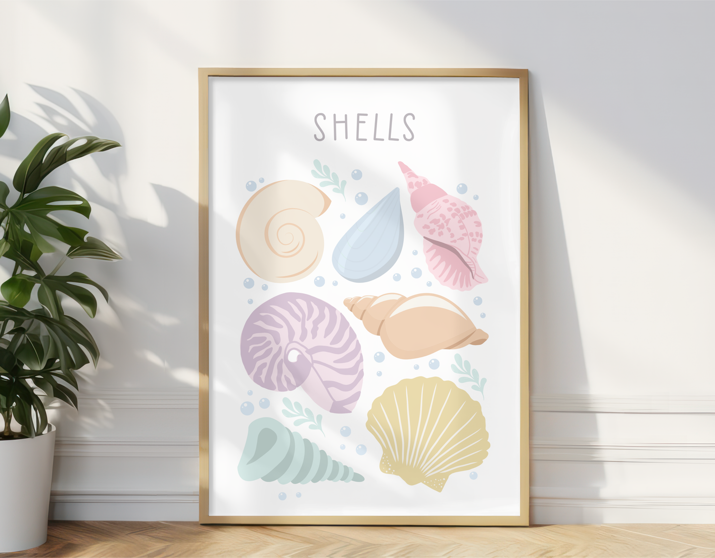 Seashells Illustration Print - Pastel