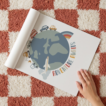 "Adventure Awaits" Transport Earth Print