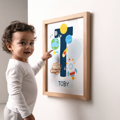Personalised Space Initial Print – Bright