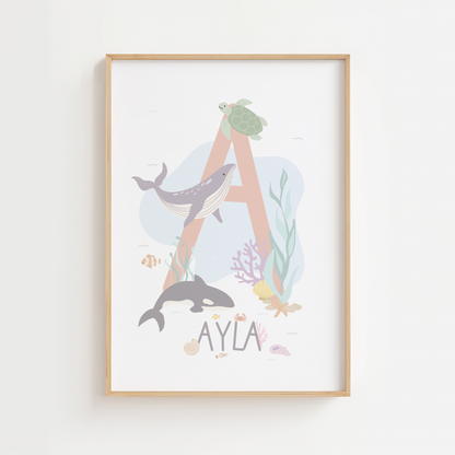 Personalised Ocean Initial Print - Pastel