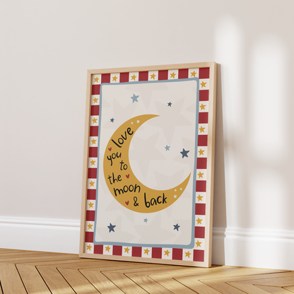 Love You to the Moon and Back Print - Red
